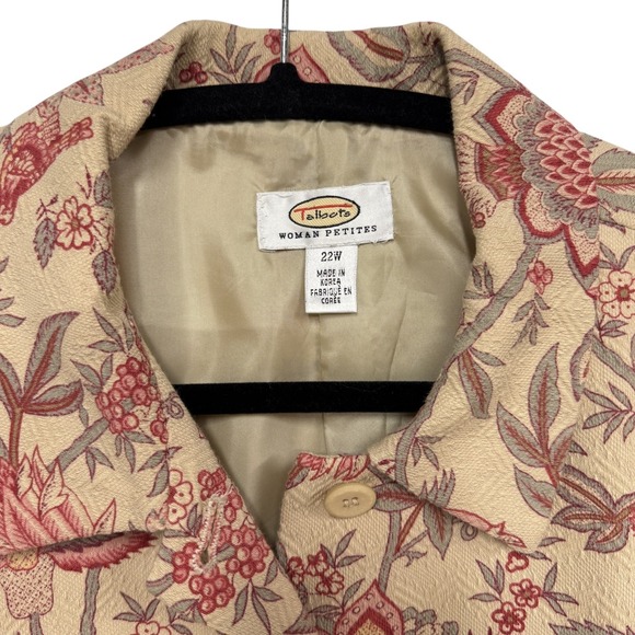 Talbots Vintage Blazer Jacket, Size 22W Petite, Brocade Floral Bird Silk Cotton - Picture 5 of 14
